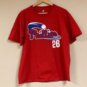 Philadelphia Phillies Utley 26 TShirt Men’s Large Red MLB Baseball Authentic Red